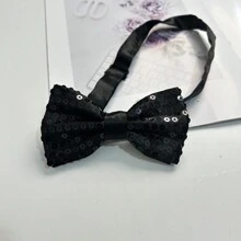 1件男士黑色亮片雙層蝴蝶結,適用於派對演出和日常使用 - 黑色 - 查看 2