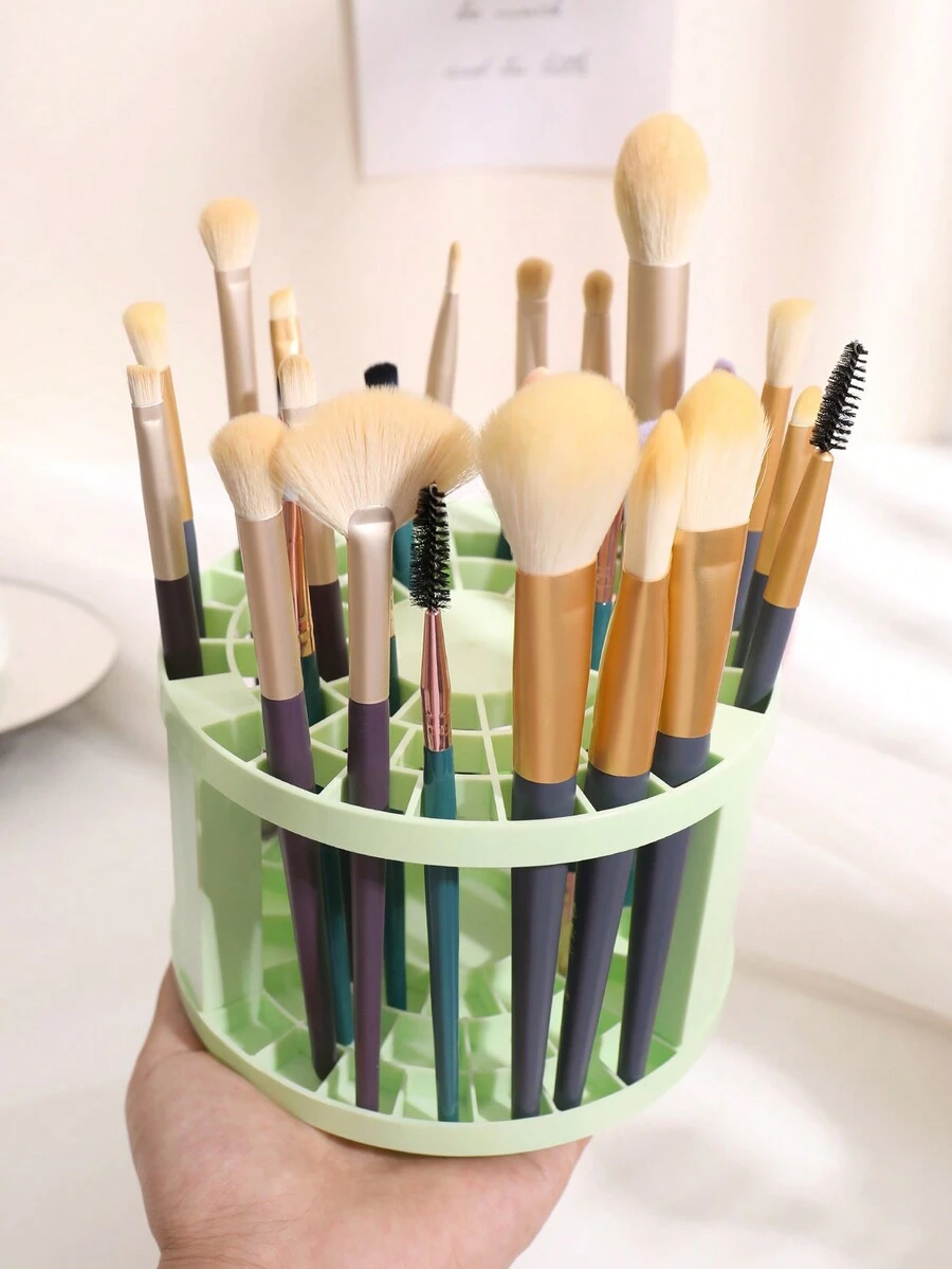1入組化妝刷收納架,塑料桌上筆架,可放筆、鉛筆、眼線筆、化妝刷