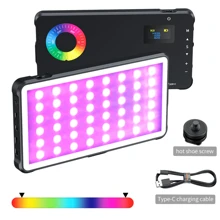 MAMEN Tím RGB Video Ánh sáng , Có thể mang đi Led Máy chụp hình Ánh sáng Bảng 0-360 Giường đôi Màu sắc , 95 + 2500-9000K Led Video Ánh sáng , 4000mAh Có thể sạc lại Led Đèn Đối với , Nhiếp ảnh , Video Hội nghị - Màu tím - Xem 7