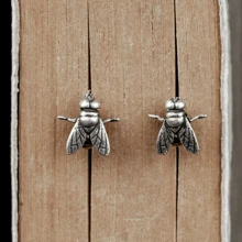Creative Vintage Fly Shaped Earrings With Punk Street Style Design For Quality Jewelry - Silver - View 3