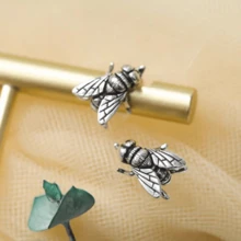 Creative Vintage Fly Shaped Earrings With Punk Street Style Design For Quality Jewelry - Silver - View 4