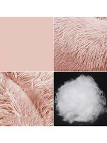 1 件粉色毛绒圆形宠物床，带保暖内衬，适合冬季中小型犬和猫 - 粉色 - 查看 4