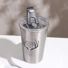 1 Miếng 500ML Thép không gỉ Cốc rơm Với Nắp Và Rơm rạ , Đúng mốt Màu thuần Ô tô/xe hơi Nước đá Cúp , Thích hợp Đối với Gia đình Du lịch ngoài trời - màu đen - Xem 3