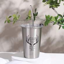 1 Miếng 500ML Thép không gỉ Cốc rơm Với Nắp Và Rơm rạ , Đúng mốt Màu thuần Ô tô/xe hơi Nước đá Cúp , Thích hợp Đối với Gia đình Du lịch ngoài trời - màu đen - Xem 6