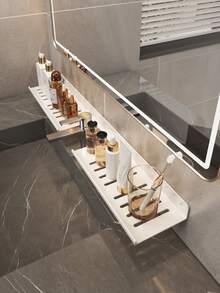 1pc Punch-free Bathroom Sink Faucet Storage Rack, For Bathroom And Kitchen - White - View 2