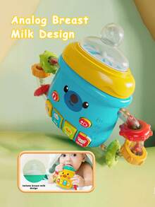 Baby Soother Bottle With Light And Sounds, Baby Gnawable Silicone Pacifier Rattle Toys Early Education Children's Comfort Toys(The color of some parts of the product is random)Pink - Pink - View 4