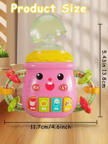 Baby Soother Bottle With Light And Sounds, Baby Gnawable Silicone Pacifier Rattle Toys Early Education Children's Comfort Toys(The color of some parts of the product is random)Pink - Pink - View 2