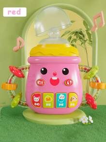 Baby Soother Bottle With Light And Sounds, Baby Gnawable Silicone Pacifier Rattle Toys Early Education Children's Comfort Toys(The color of some parts of the product is random)Pink - Pink - View 1