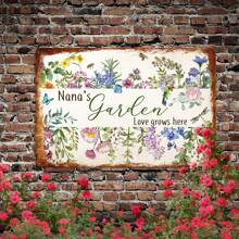 1入戶外復古園藝鐵片畫，個性化牆壁畫作「花園之愛在此滋長」，花卉圖案金屬導電器掛牌花園花卡，田園花園工具房牆面裝飾，家居戶外車庫庭院門廊厨房農莊門前裝飾，花園藝術裝飾 - 彩色 - 查看 6