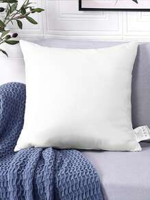1pc Square Cushion Core In White With Hidden Zipper, Soft And Plumpy. Multiple Sizes Available For Casual Home Decor, Indoor Sofa, Bedroom, Dorm Room Use, Bedding, Pillows, Pillow Inserts, Pillows For Bed, Pillow Core