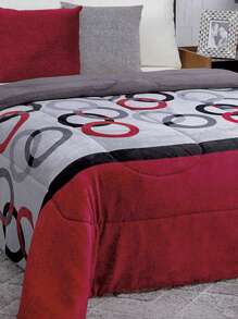 Home Elephant Cobertor De Borrega Matrimonial Rojo Geométrico Oporto - Rojo - Ver 2