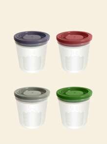 1 Set 4pcs Baby Multipurpose Storage Snack Containers, 180ml/6.1oz PP Material Each, Stackable & Sealable - Multicolor - View 3