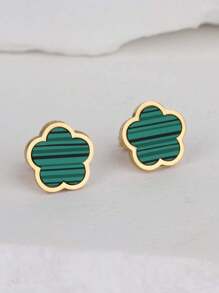 豪華的自然白花四葉草設計可愛的女士耳環,創意珠寶