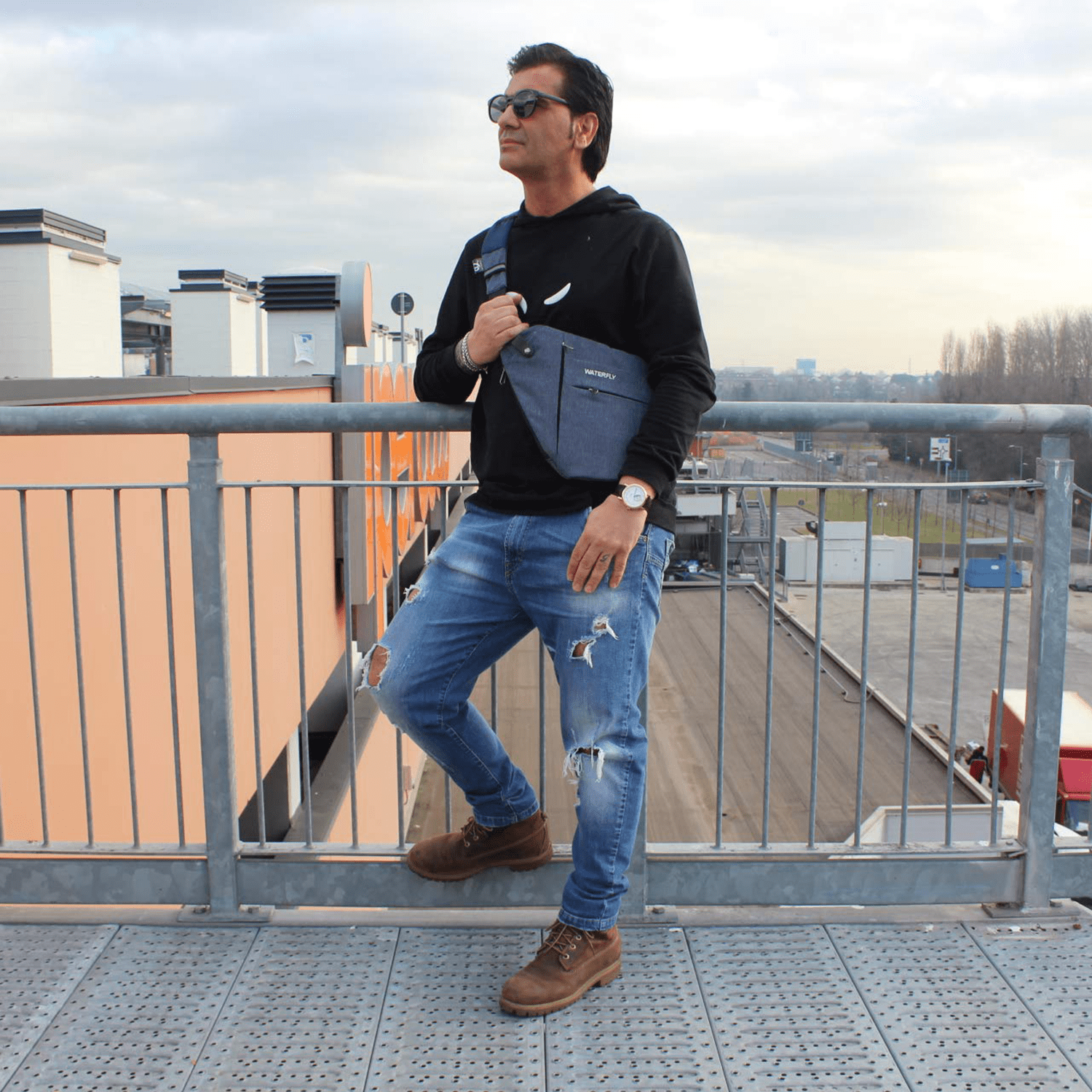 WATERFLY Sling Crossbody Chest Bag Slim AntiTheft Cross Body Bag Over