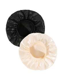 2入組新款女士寬邊彈性禮帽睡眠帽 可蓋卷曲/直髮