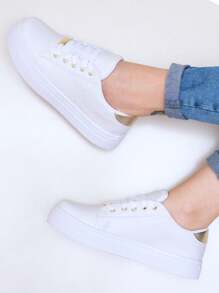 Women Wedge Sneakers - Vàng - Xem 3
