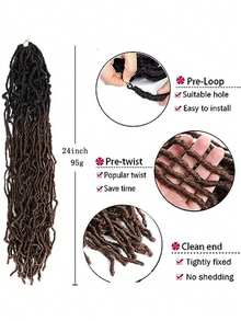 柔軟的locs機織髮18英寸1包假locs機織髮捲曲波浪編織纖維合成髮非洲髮延伸用品(18英寸,24英寸)-漸變