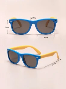 1 pieza de gafas de sol polarizadas con montura cuadrada para niños, protección solar al aire libre de moda - Azul - Ver 3