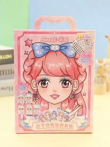 Children's Puzzle Toy Princess Makeup Coloring Set Girls' Dress-up Games Diy Coloring & Dressing Stickers Cheerful Girl Sticker Album (1set/10sheets)
