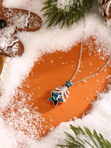 LEKANI 1入s925純銀項鍊鑽石和聖誕樹和星形水晶吊墜,簡約時尚個性化項鍊,適合送給朋友、女友、聖誕節禮物