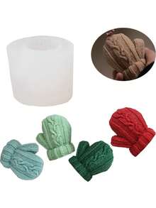 聖誕羊毛手套蠟燭矽膠模具,手工節慶香氛蠟燭裝飾模具