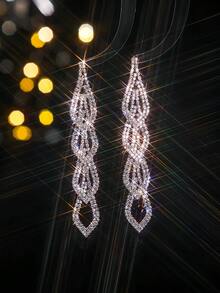 Dangle Pha lê Hoa tai Nghiên cứu Đối với phụ nữ 1 đôi - Bạc - Xem 2