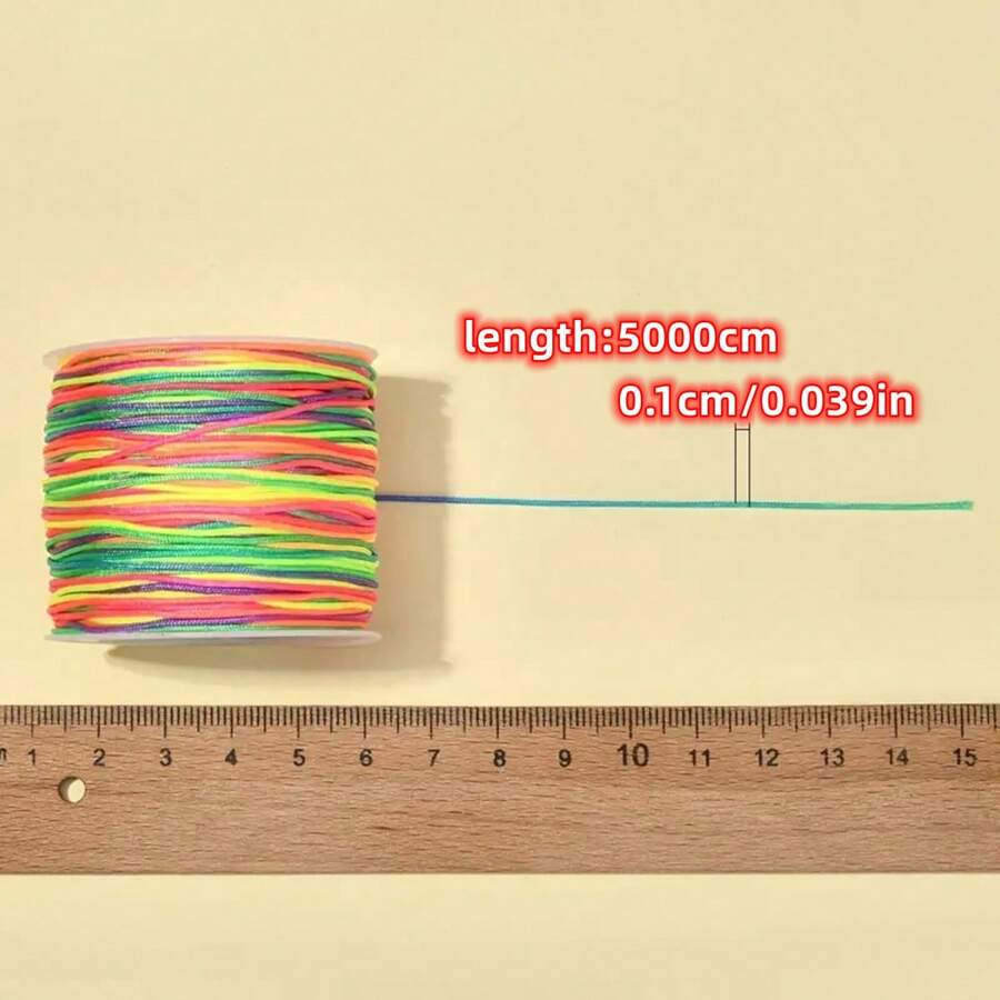 1pc Rainbow Elastic Beading Cord, Colorful Crafting Thread String Cord For Jewelry Making
