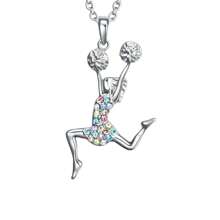 1個漂亮時尚的微嵌彩色啦啦隊体操运动员吊坠项链,圣诞节送女孩的完美礼物 - 銀色 - 查看 6