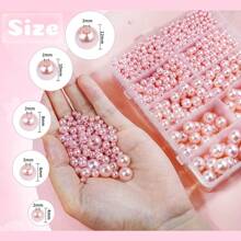 珠子用於首飾製作,980個4mm 6mm 8mm 10mm 12mm帶孔的淺粉色珍珠手工珠子,用於項鍊,手鍊,耳環,項鍊,婚紗裝飾,珠子間距鬆散