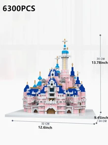 Conjunto de bloques de construcción de rompecabezas 3D con diseño de palacio de castillo de hadas rosado, juguete educativo, regalo coleccionable, regalo de San Valentín, regalo de cumpleaños, 1 pieza de decoración de habitación