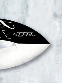 4pcs Geometric Arrow, Heart, Leaf Print Pillowcase, Black