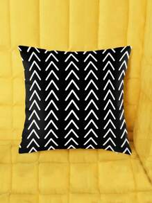 4pcs Geometric Arrow, Heart, Leaf Print Pillowcase, Black