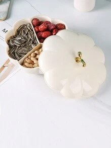 1入組聖誕節主題網格分隔南瓜形狀堅果托盤,家用塑料糖果、水果、零食托盤,客廳收納