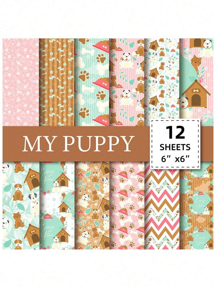 Colored Scrapbooking Paper Pad 6*6 Patterned Paper 12 Sheets, Scrapbook Paper Single-Sided Journaling CardStock Paper for Cardmaking DIY Origami Decorative Craft Paper - Multicolor - View 1