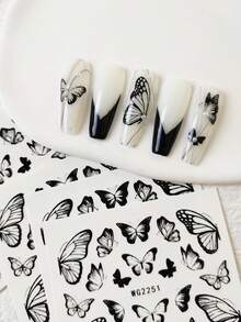 4pcs/set Butterfly Design Nail Stickers Without Adhesive - Black - View 8