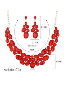 Juego De Joyas De Lujo De Collar Y Aretes Con Incrustaciones De Pedrería - Negro - Ver 2