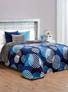 Home Elephant Blue Double Shearling Coverlet With Blue Thermal Circles - Blue - View 1