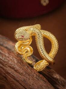 Anillos Retro Para Hombre, Anillos De Hip Hop Con Apertura De Serpiente Animal, Joyería Personalizada, Accesorios Para Regalos De Fiesta, 1 Ud. - Dorado - Ver 6