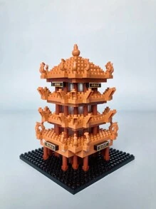 Set de bloques de construcción de mini-edificio 3D del Pabellón de la Grulla Amarilla, estilo de arquitectura famosa mundial de China, rompecabezas cerebral, regalo de Navidad, 1 pieza, decoración de habitación
