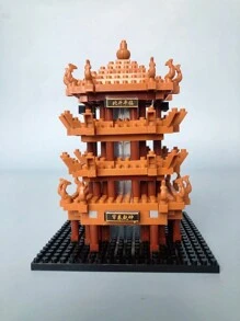 Set de bloques de construcción de mini-edificio 3D del Pabellón de la Grulla Amarilla, estilo de arquitectura famosa mundial de China, rompecabezas cerebral, regalo de Navidad, 1 pieza, decoración de habitación
