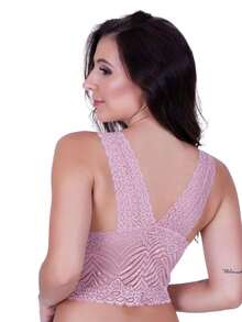 Lace Cropped Top With Cupped Top - 淺粉色 - 查看 2