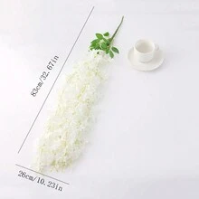1朵模擬藤蘿花紫丁香小束掛壁假花婚禮背景裝飾藤蔓繡球掛蘭花串客廳掛壁單朵4葉4枝，約120朵花 - 粉色 - 查看 10