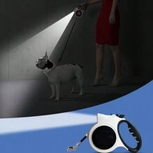 1pc Outdoor Automatic Retractable Dog Leash With Led Light And 5m Nylon Cord, Suitable For Dogs Up To 35kg - Black and White - View 2