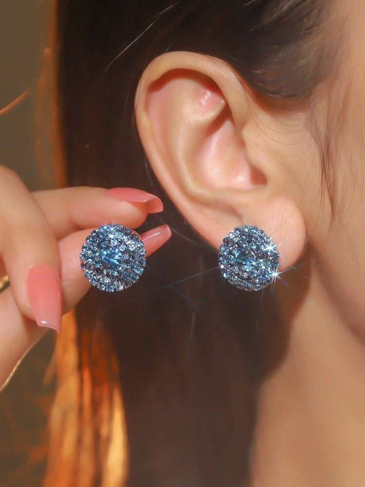 Pendientes De Cristal Circular Para Mujer, 1 Par - vistoso - Ver 7