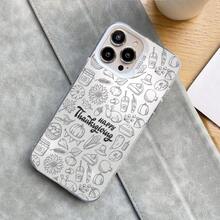 1入組感恩節主題圖案IMD極簡霧面全包覆手機殼，適用於 iPhone 11-15 Pro Max - 彩色 - 查看 5
