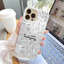1入組感恩節主題圖案IMD極簡霧面全包覆手機殼，適用於 iPhone 11-15 Pro Max - 彩色 - 查看 3