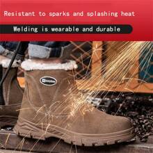 卡其色防滑耐磨建筑工地鞋男士工作鞋抗冲击抗压防刺穿鞋男士钢头鞋男鞋 - 卡其色 - 查看 2