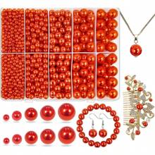 珠子用於首飾製作,980個4mm 6mm 8mm 10mm 12mm帶孔的淺粉色珍珠手工珠子,用於項鍊,手鍊,耳環,項鍊,婚紗裝飾,珠子間距鬆散