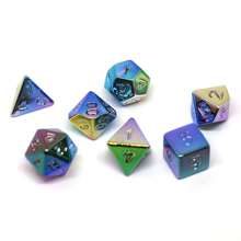 一套7枚電鍍表面多面桌上遊戲骰子,不同顏色的角色扮演骰子組 - 彩色 - 查看 5