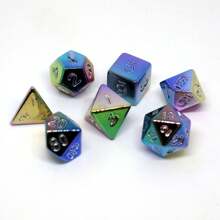 一套7枚電鍍表面多面桌上遊戲骰子,不同顏色的角色扮演骰子組 - 彩色 - 查看 2